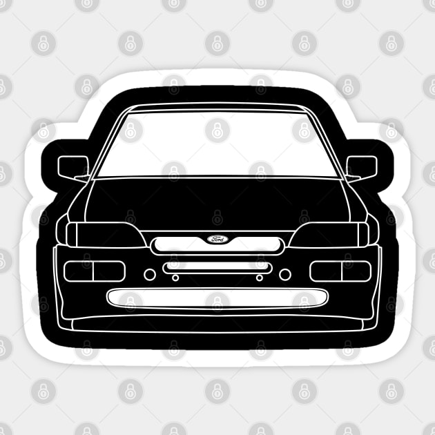 Ford Escort Cosworth White Outline Sticker by kindacoolbutnotreally